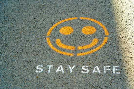 COVID stay safe smiley face on ash felt